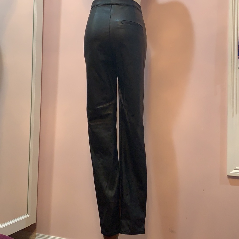 NWOT H&M DIVIDED BLACK SOFT FAUX LEATHER SKINNY STRAIGHT-LEG PANTS - Picture 4 of 6